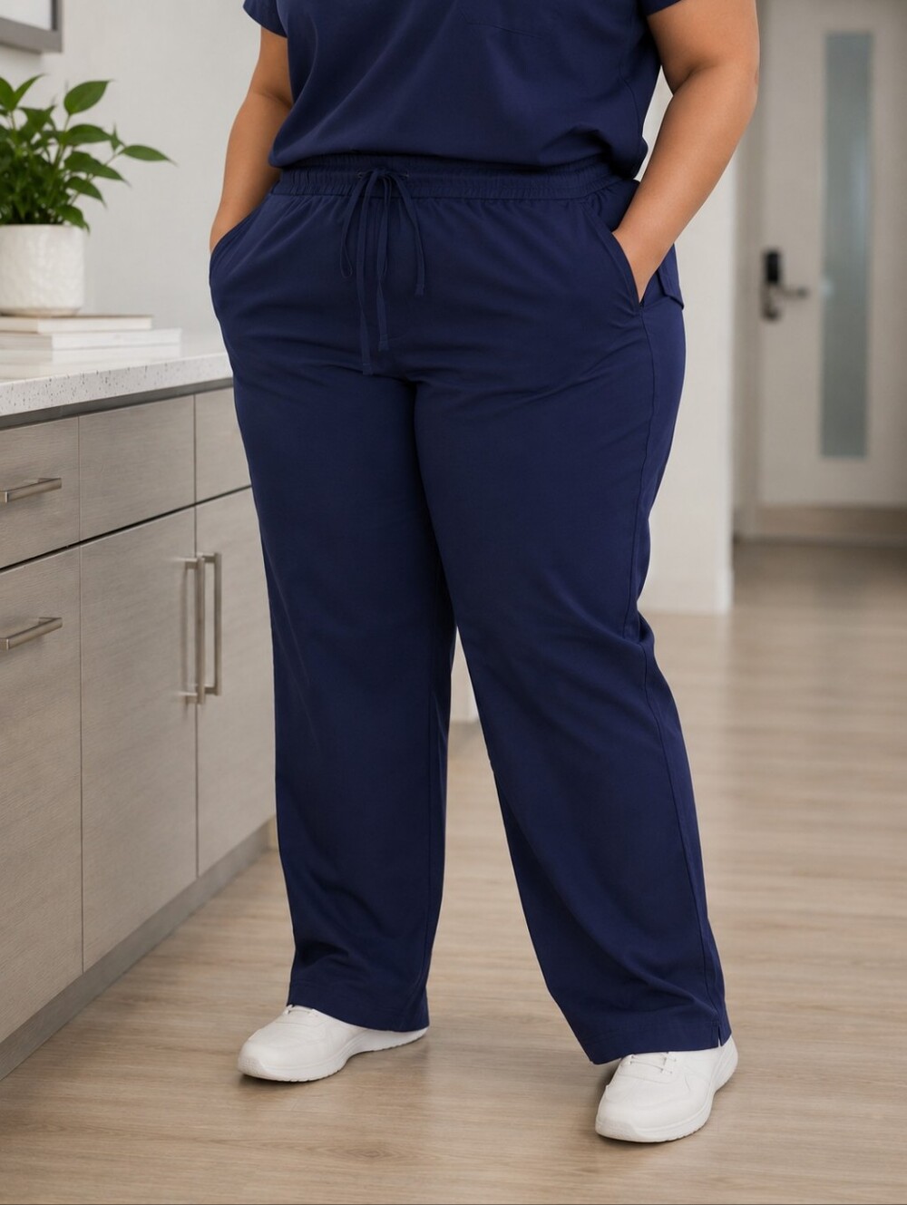Healing Hands Navy Scrub Pants XL Unisex Drawstring Elastic Waist Straight Leg